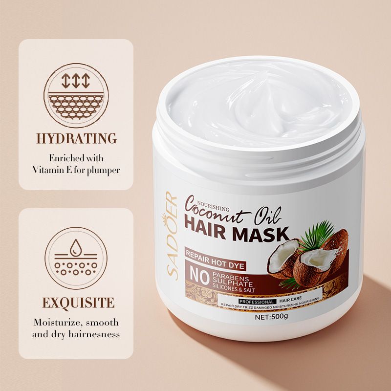 Milk Fragrant Coconut Hair Conditioner Coconut Milk Flavor Hair Mask SADOER improves restlessness, nourishes softness, smoothness, and has a large capacity of 500g