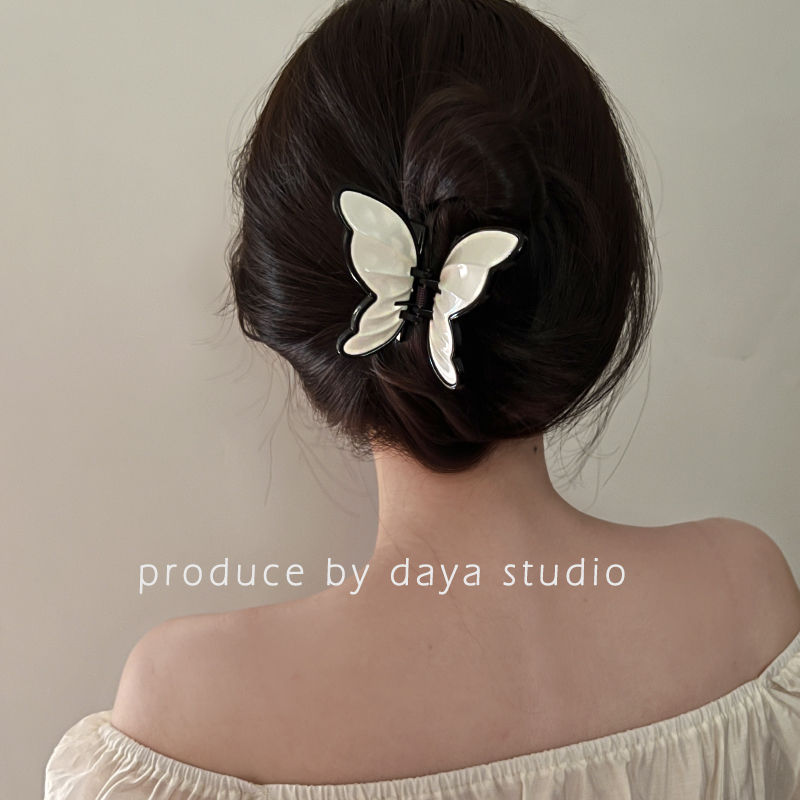 [Over 26,000 sold] Super Immortal Retro French Acrylic Butterfly Claw Clip Sweet and High end, Unique Design, Temperament, Shark Claw Top Clip