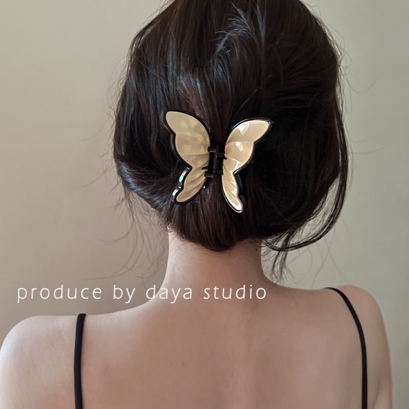 [Over 26,000 sold] Super Immortal Retro French Acrylic Butterfly Claw Clip Sweet and High end, Unique Design, Temperament, Shark Claw Top Clip