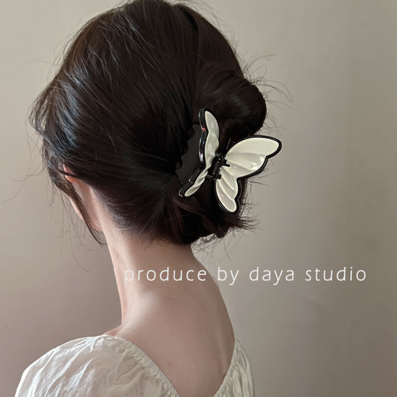 [Over 26,000 sold] Super Immortal Retro French Acrylic Butterfly Claw Clip Sweet and High end, Unique Design, Temperament, Shark Claw Top Clip