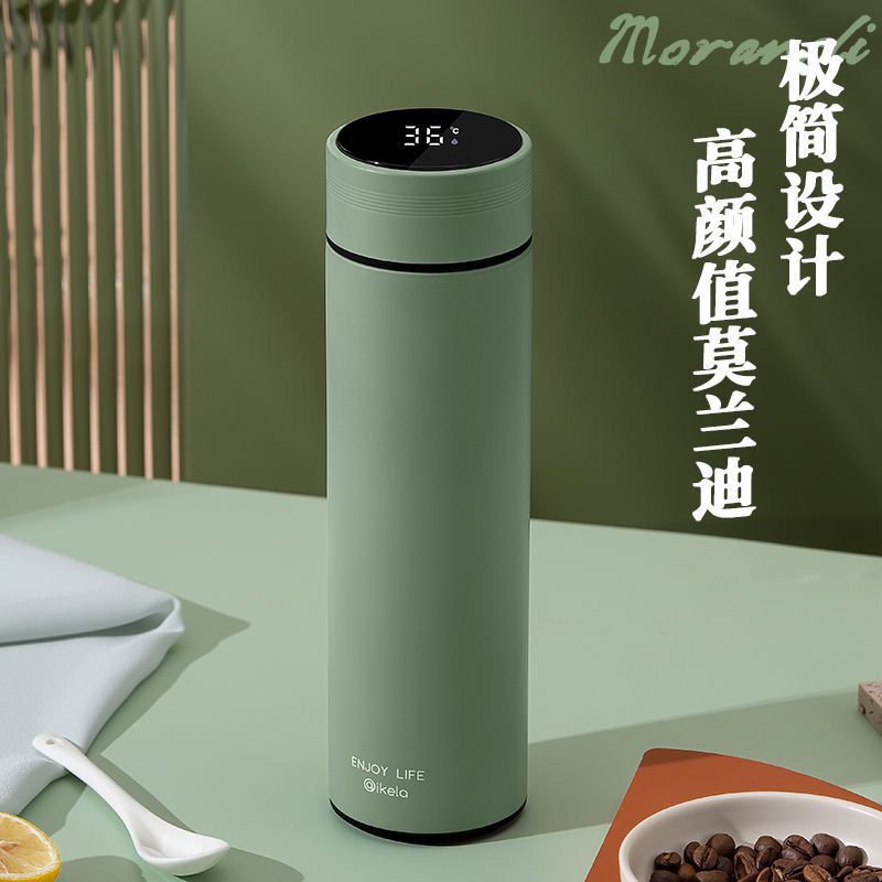 Intelligent temperature display and insulation cup stainless steel portable Korean version business tea making water cup, simple for male and female students