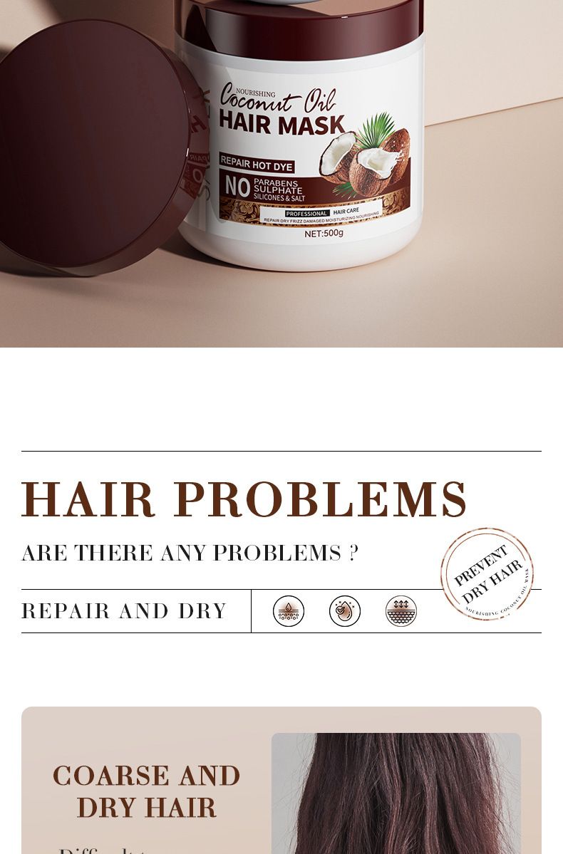 Milk Fragrant Coconut Hair Conditioner Coconut Milk Flavor Hair Mask SADOER improves restlessness, nourishes softness, smoothness, and has a large capacity of 500g