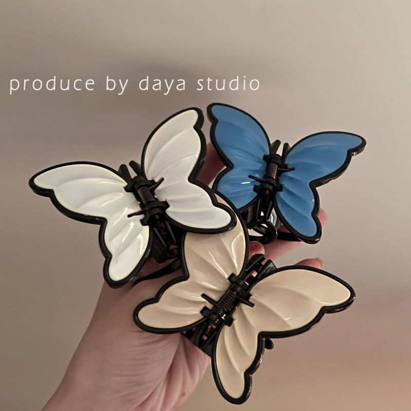 [Over 26,000 sold] Super Immortal Retro French Acrylic Butterfly Claw Clip Sweet and High end, Unique Design, Temperament, Shark Claw Top Clip