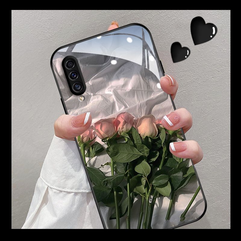 Samsung A50S phone case new internet famous glass ultra-thin Samsung A30S full edge protective case pleated rose