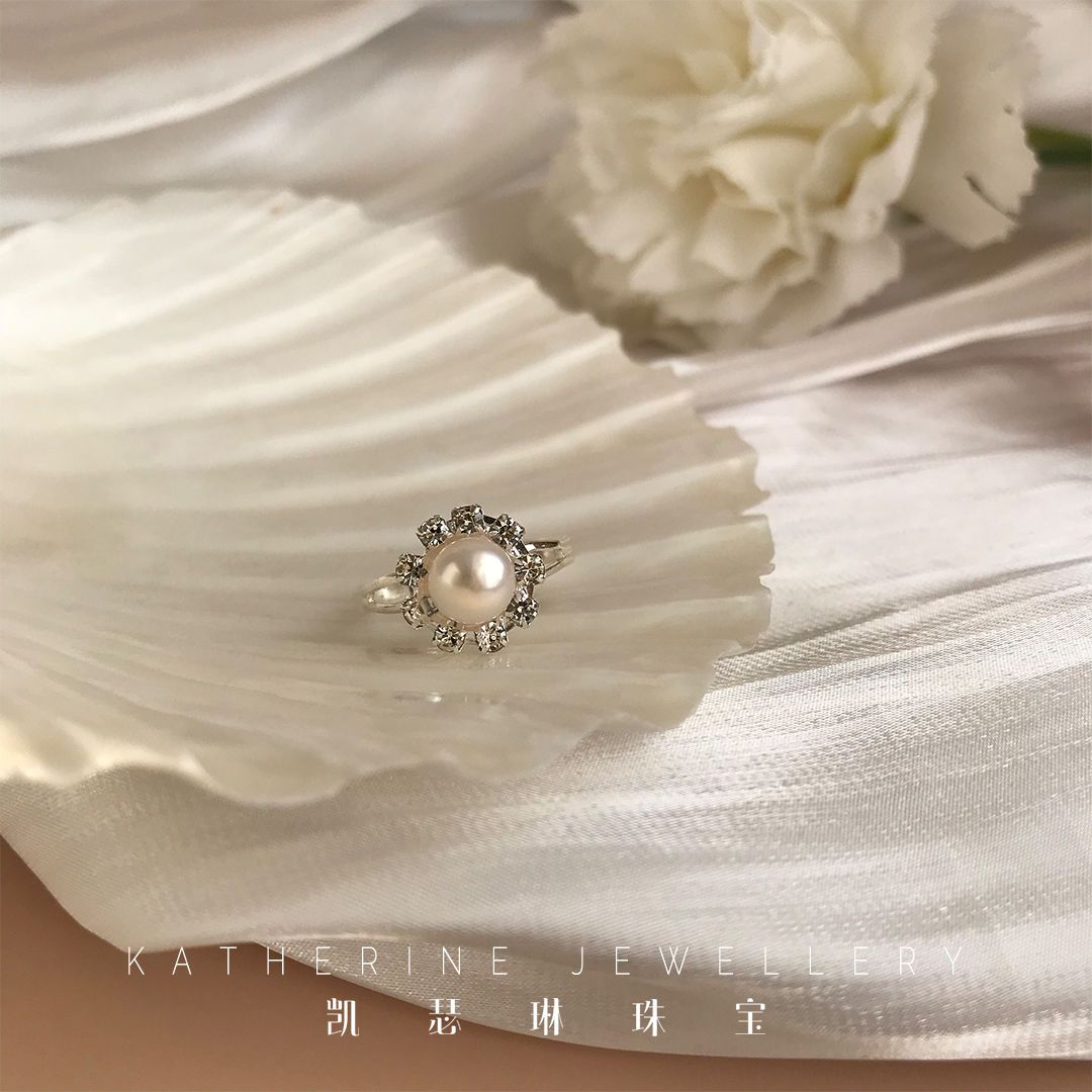 [Over 13,000 sold] Sunflower Ring Pure Freshwater Pearl 925 Silver Ring Adjustable Opening Women's Ring    笔记