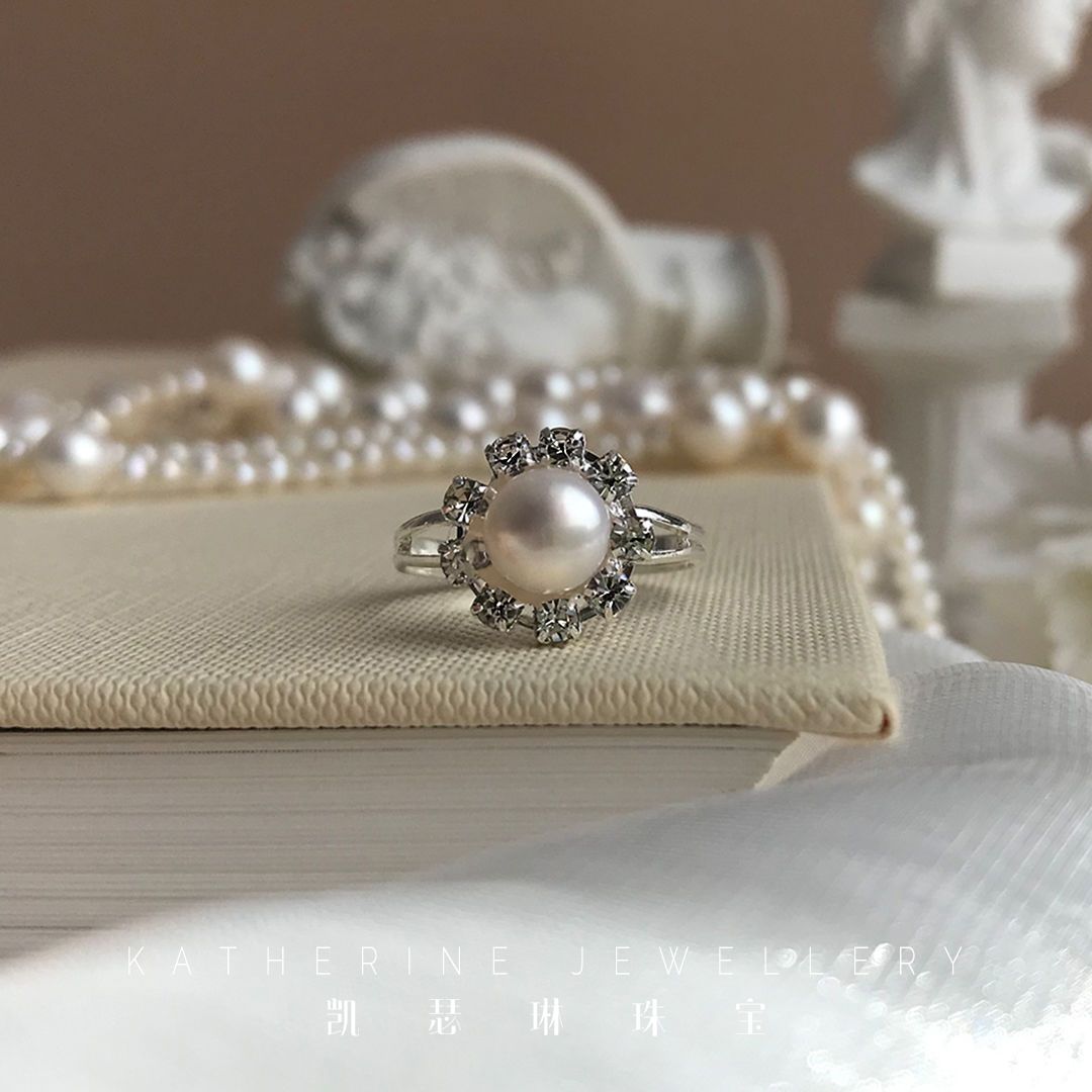 [Over 13,000 sold] Sunflower Ring Pure Freshwater Pearl 925 Silver Ring Adjustable Opening Women's Ring    笔记