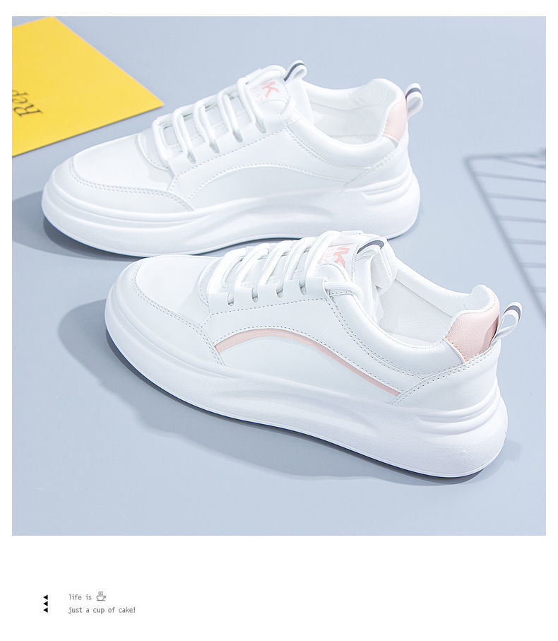 [Over 100,000 sold] Little White Shoes Female  New Korean Fashion Leather Sports Student Leisure Versatile Board Shoes Female Instagram Trend