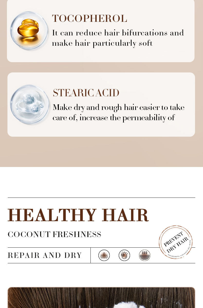 Milk Fragrant Coconut Hair Conditioner Coconut Milk Flavor Hair Mask SADOER improves restlessness, nourishes softness, smoothness, and has a large capacity of 500g