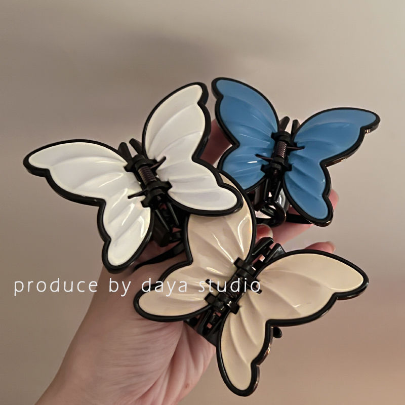 [Over 26,000 sold] Super Immortal Retro French Acrylic Butterfly Claw Clip Sweet and High end, Unique Design, Temperament, Shark Claw Top Clip