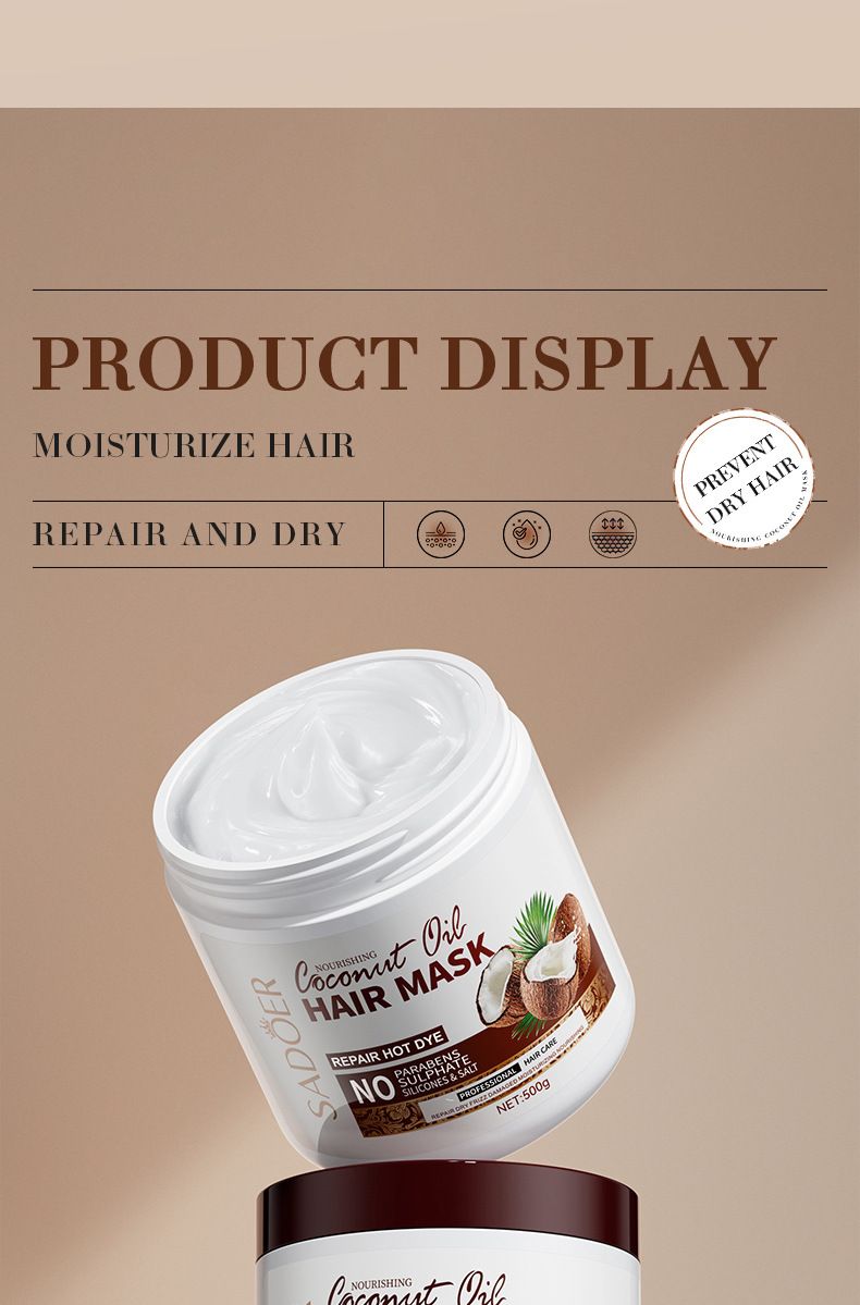 Milk Fragrant Coconut Hair Conditioner Coconut Milk Flavor Hair Mask SADOER improves restlessness, nourishes softness, smoothness, and has a large capacity of 500g