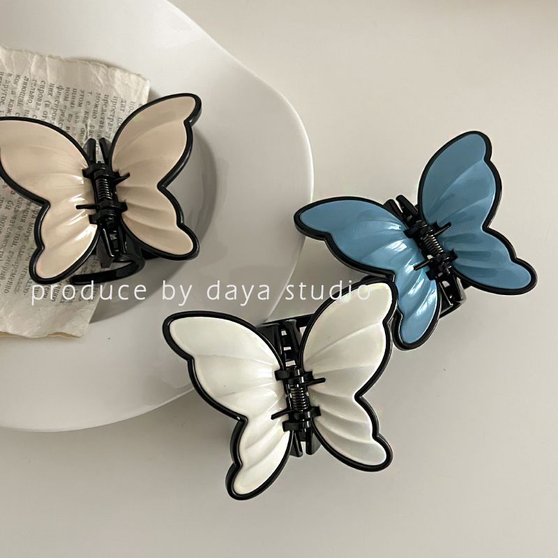 [Over 26,000 sold] Super Immortal Retro French Acrylic Butterfly Claw Clip Sweet and High end, Unique Design, Temperament, Shark Claw Top Clip