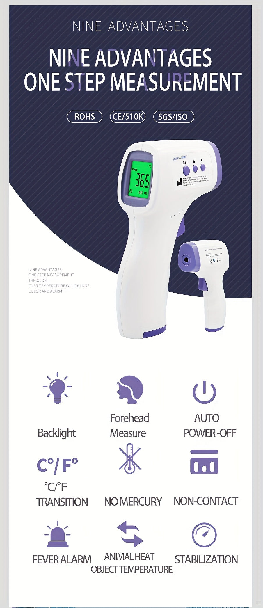 No-Touch Forehead Thermometer, Digital Infrared Thermometer For Adults And Kids, Touchless Baby Thermometer, Large LED Digits, Quiet Feedback, Non Contact