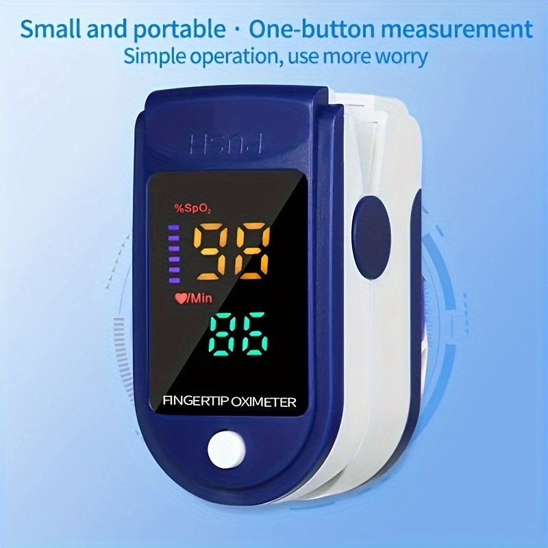 Fingertip Pulse Oximeter, Blood Oxygen Saturation Monitor (SpO2) With Pulse Rate Measurements And Pulse Bar Graph, Portable Digital Reading LED Display, Batteries Not Included