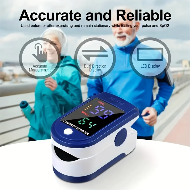 Fingertip Pulse Oximeter, Blood Oxygen Saturation Monitor (SpO2) With Pulse Rate Measurements And Pulse Bar Graph, Portable Digital Reading LED Display, Batteries Not Included