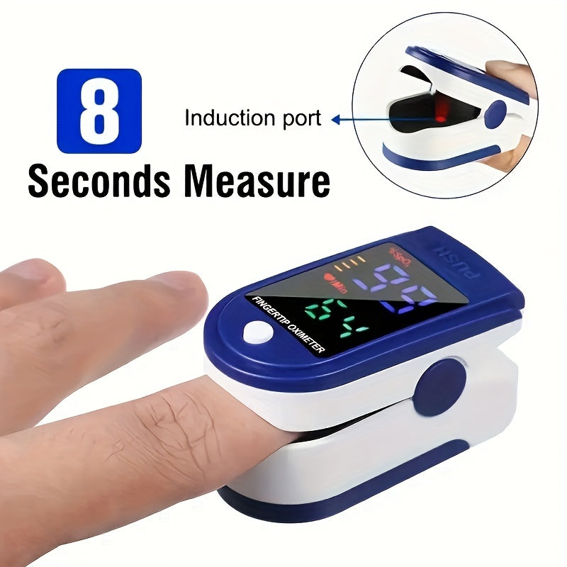 Fingertip Pulse Oximeter, Blood Oxygen Saturation Monitor (SpO2) With Pulse Rate Measurements And Pulse Bar Graph, Portable Digital Reading LED Display, Batteries Not Included