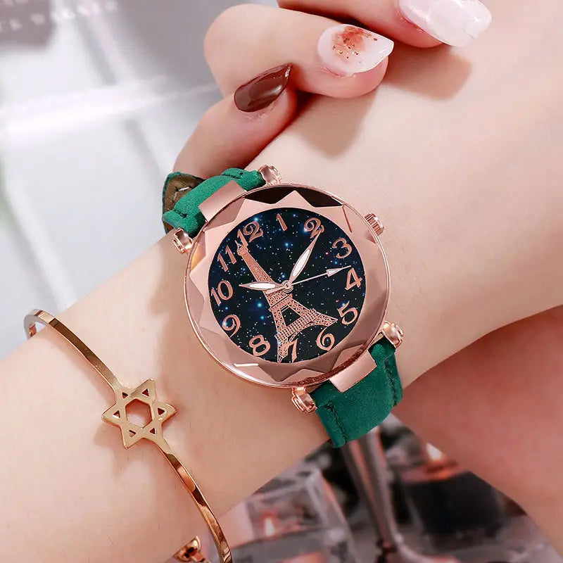 Eiffel Tower Star Watch for Women Simple Luxury Mesh Steel Belt Watch Ladies Dress Party Wristwatch Relógio Feminino Gifts