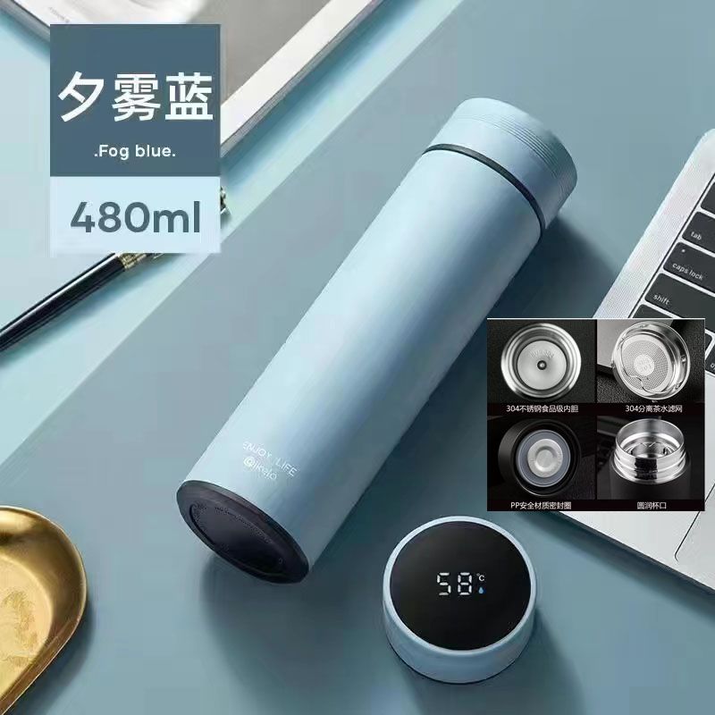 Intelligent temperature display and insulation cup stainless steel portable Korean version business tea making water cup, simple for male and female students